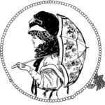 Mujer elegante con un dibujo vectorial de paraguas