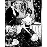 Image clipart vectoriel du riche homme et femme à la maison