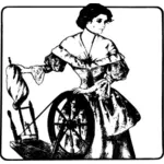 Vector clip art of woman and a spindle