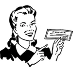 Woman holding check vector image