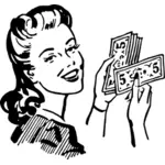 Woman holding money vector graphics