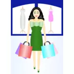 Kvinna shopping vektor ClipArt