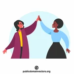 Women give five to each other