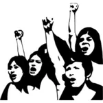 Vektorgrafikk utklipp av kvinner demonstranter i gruppen