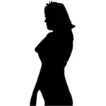 Silhouette vector graphics of side view of woman