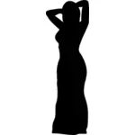 Silhuett vektor illustration av dam i klänning