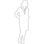 Working girl line vector drawing