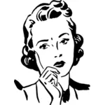 50s woman with worried face vector clip art