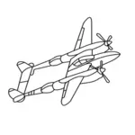 Vector de dibujo de avión de combate de la WW2 P38