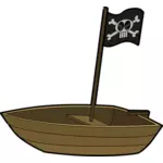 Mały pirat łodzi z flaga grafika wektorowa
