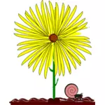 Obraz żółty kwiat i ślimak