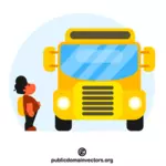 노란색 스쿨 버스 차량