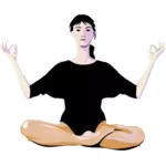 Vector drawing of lady practicing yoga