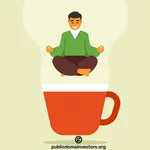 Exercising yoga above coffee cup