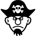 Vektorgrafik med stor nosed ung pirat med skägg
