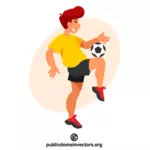 Pemain sepak bola muda menendang bola