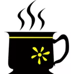黑色茶杯与黄色的花蕊向量剪贴画