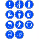 Construction site protection signs vector illustration