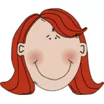 Kreslené vektorové ilustrace ženy s červenými vlasy a začervenal tváře