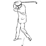 Jucător de golf la partea de sus a apăsării