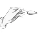 Hånd som holder en skje vektorgrafikk utklipp
