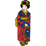 Woman in Kimono Vector Art