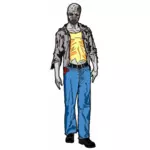 Vector graphics of full body male zombie with a partially exposed brain