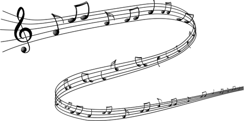 Black and white musical notes vector drawing